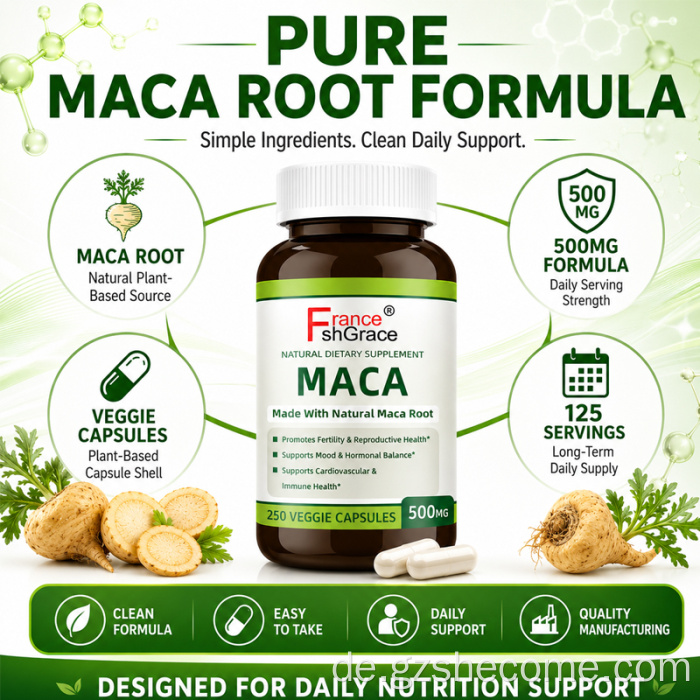 Premium Shecome Maca-Wurzel-Ergänzung fördert die Fruchtbarkeit